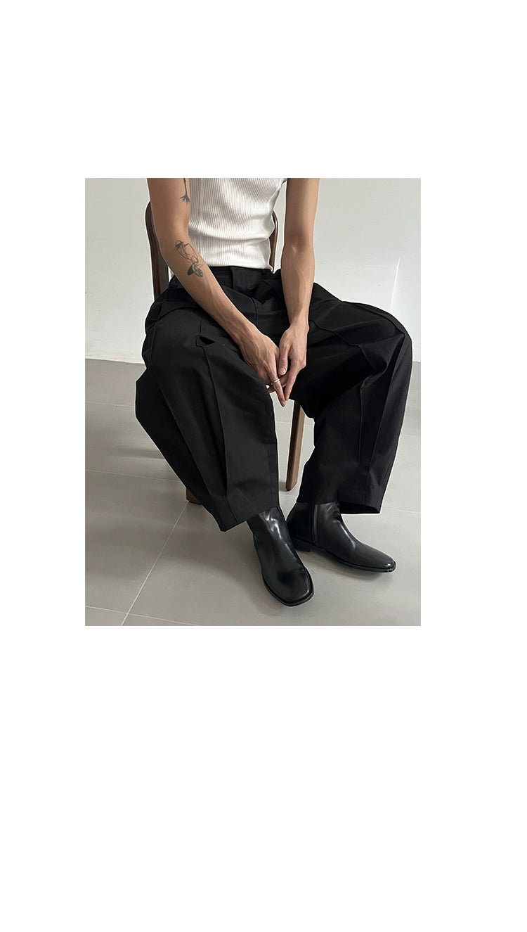 COLN crisp & loose cotton pleated pants