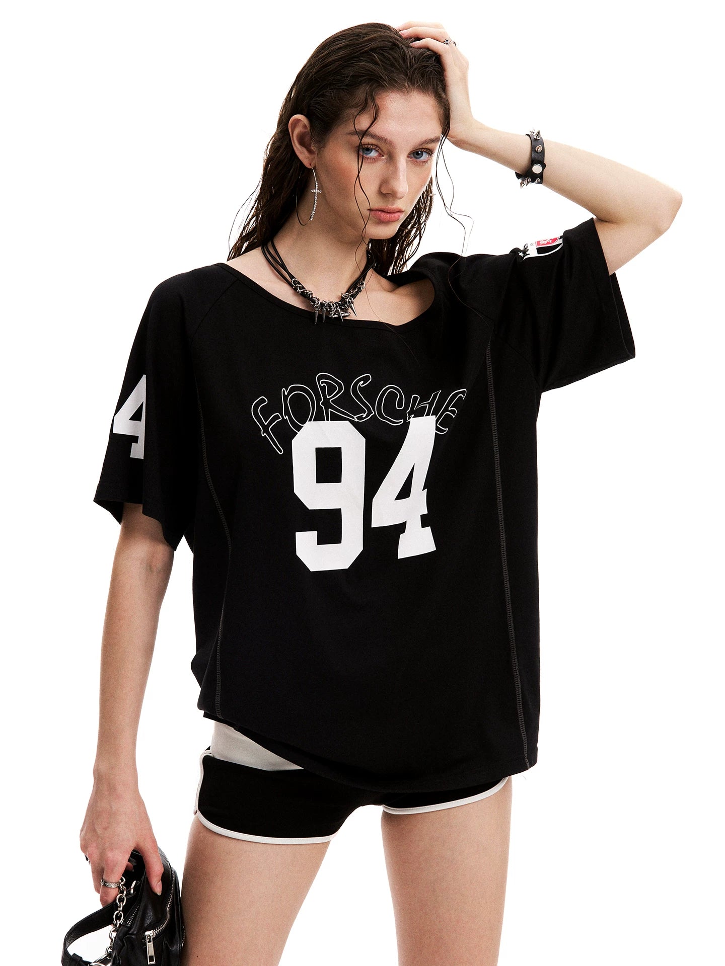 0123Start Sloping Shoulder Loose Motion Tee
