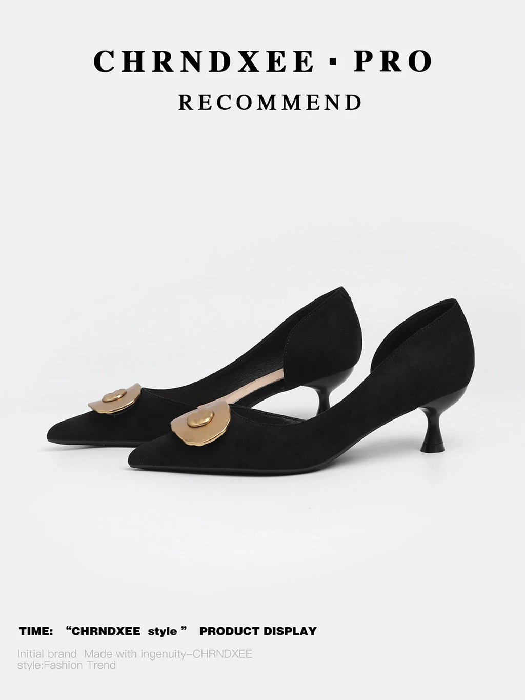CHRNDXEE Retro Pointed Head Shallow Mouth High Heels