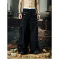 NOMANIAI Multi-pocket Streamer Zipper Splicing Layered Casual Pants