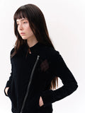NOT UGLY Velvet Slanted Placket Rhombus Line Jacket