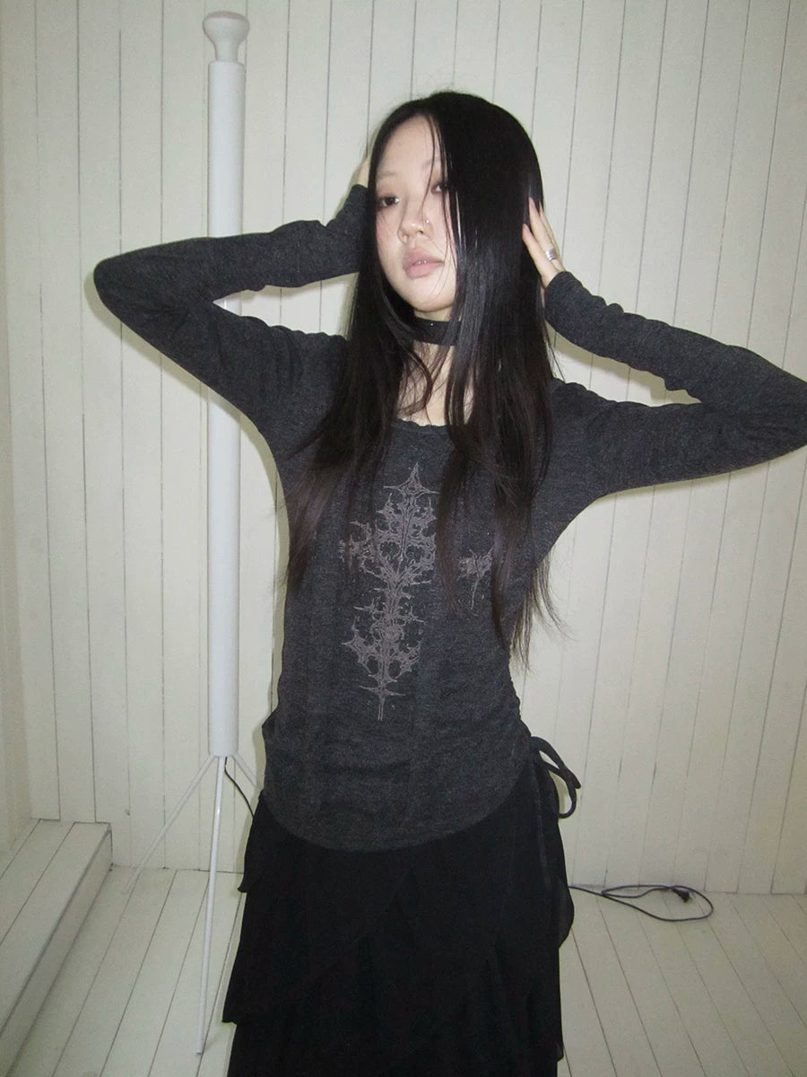 Ang: Project Pleated Strap Slim Slim Print Long Sleeve