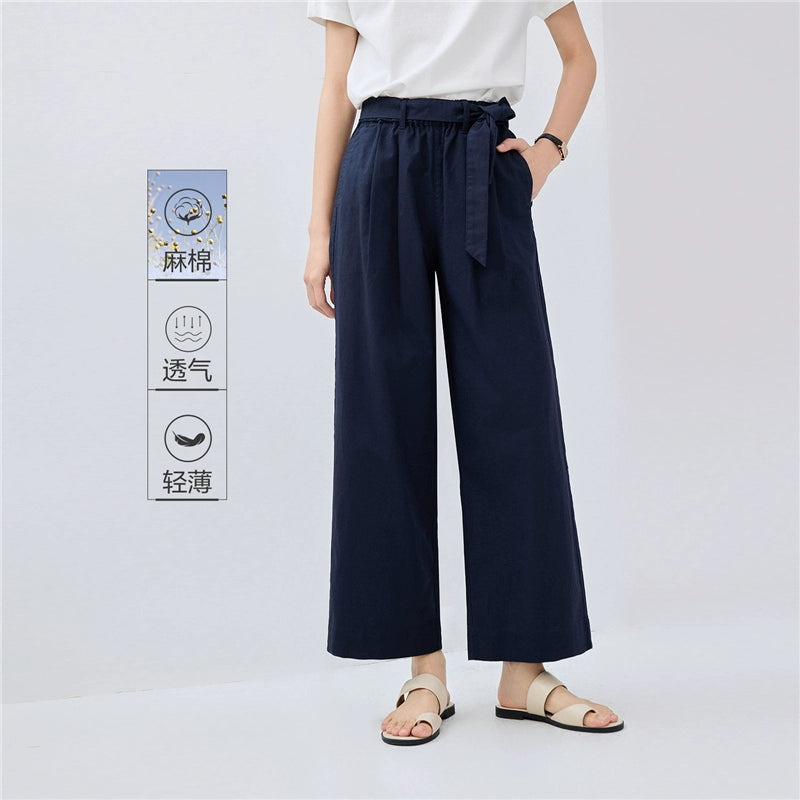 Giordano Strap-on Wide-leg Elastic Waist Capris