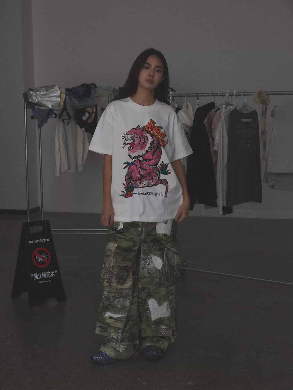 EeeeArtmonster Year of The Snake Limited Print Crew Neck Hand Painted Graffiti Tee