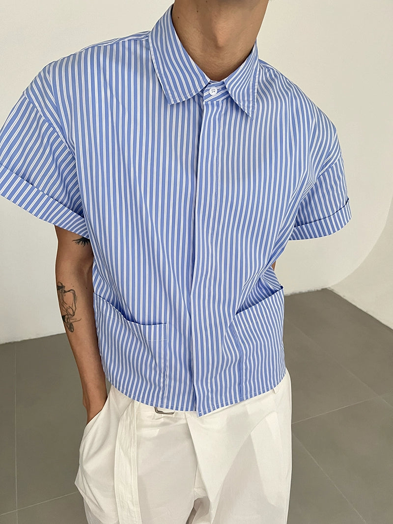 COLN Versatile Short Striped Shirt