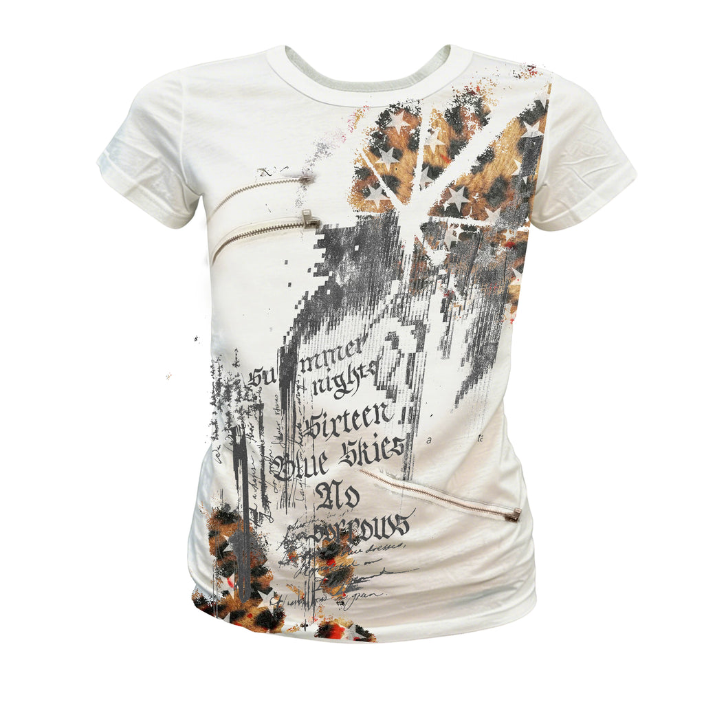 PAIKI Flag Zipper Front Shoulder Slim Tee