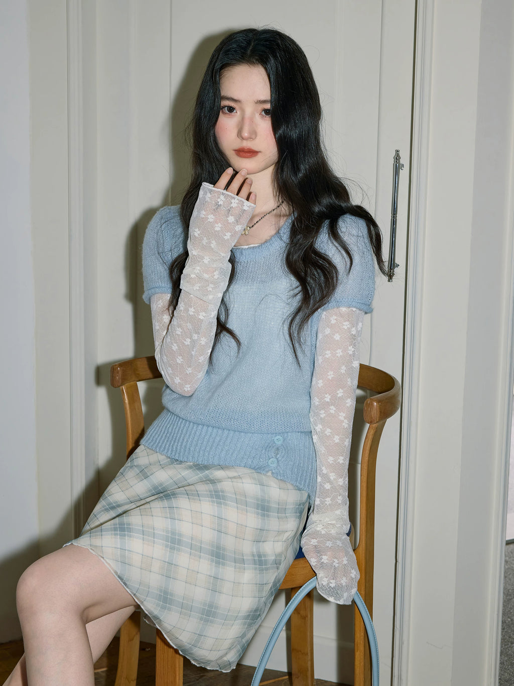 XUJING Round Neck Hollow Loose and Thin Tee