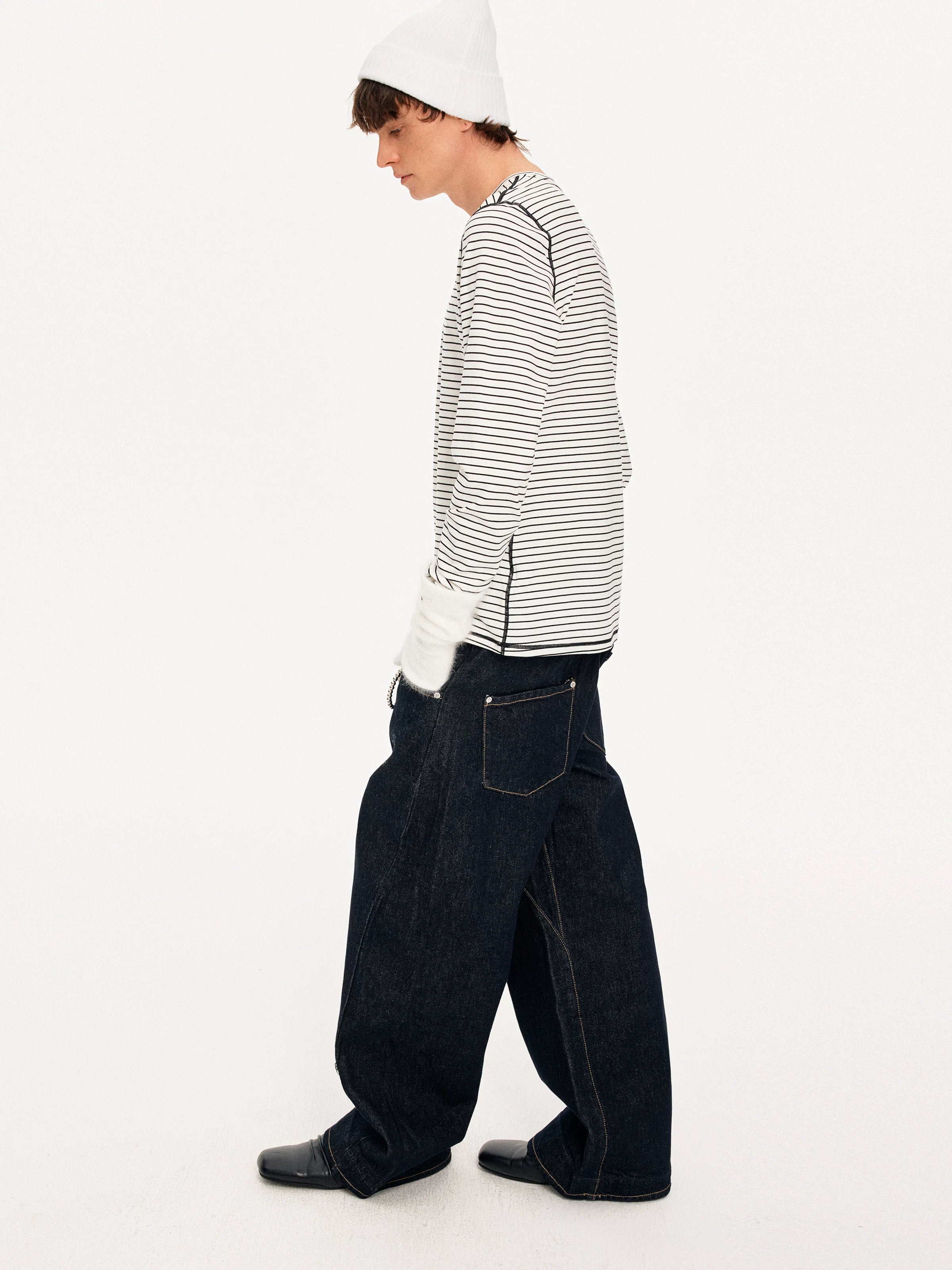 MADWITCH Contrast Stripes Casual Jane Long Sleeves