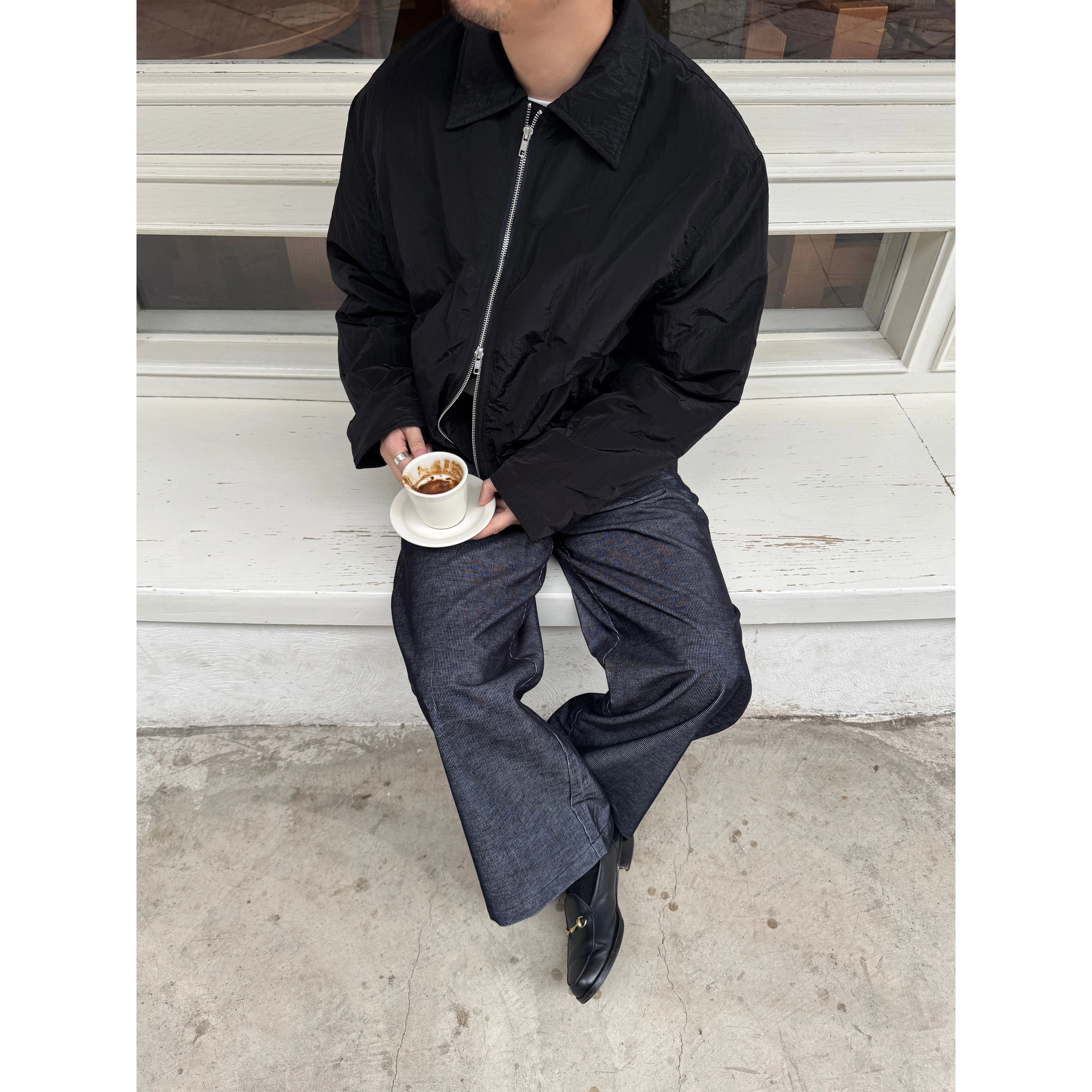 Anniehall Metal Nylon Zip Jacket Cotton