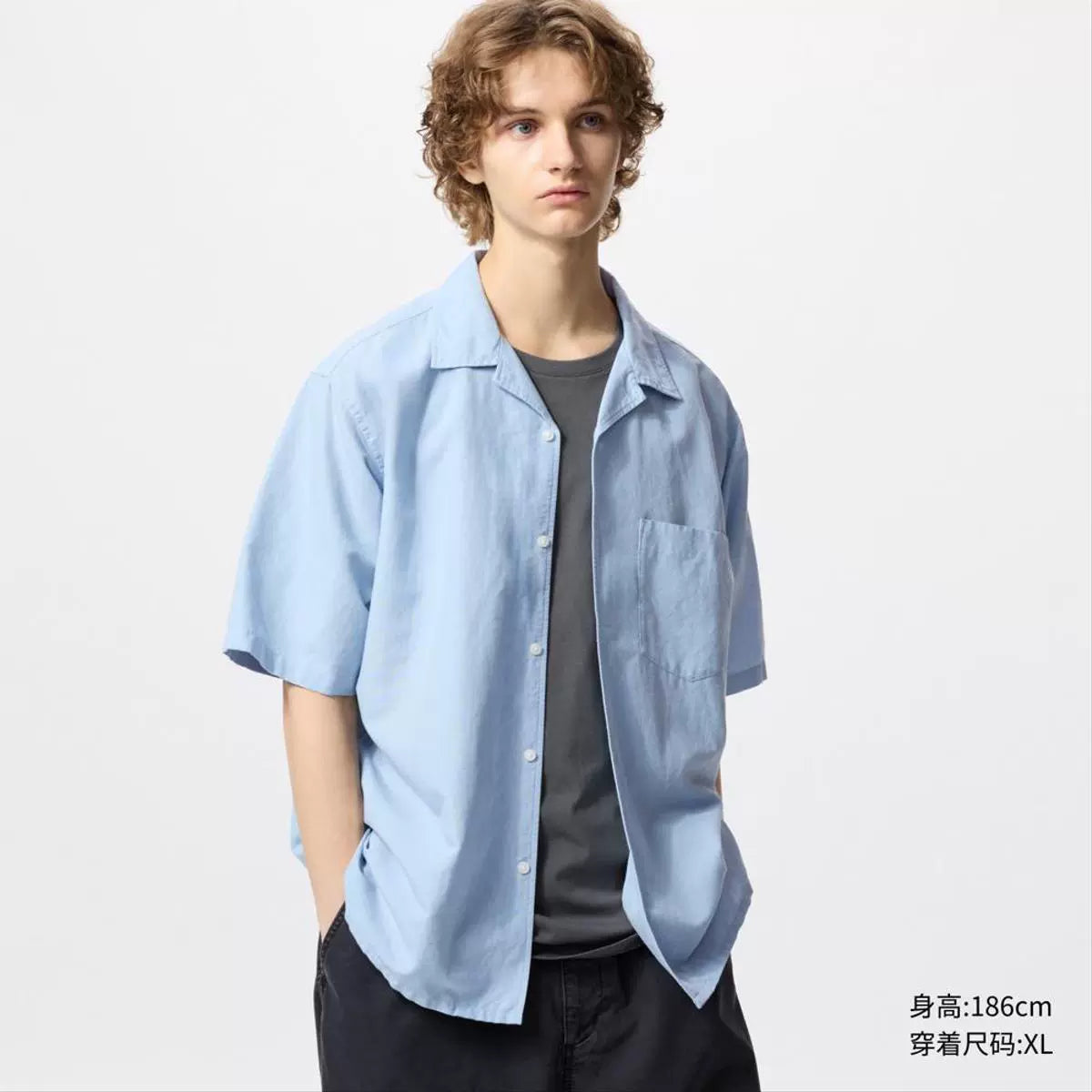 Uniqlo Men's Women's Cotton and Linen Shirt/Short Sleeve Shirt Cardigan Casual Solid Color 25 Spring and Summer New 477181