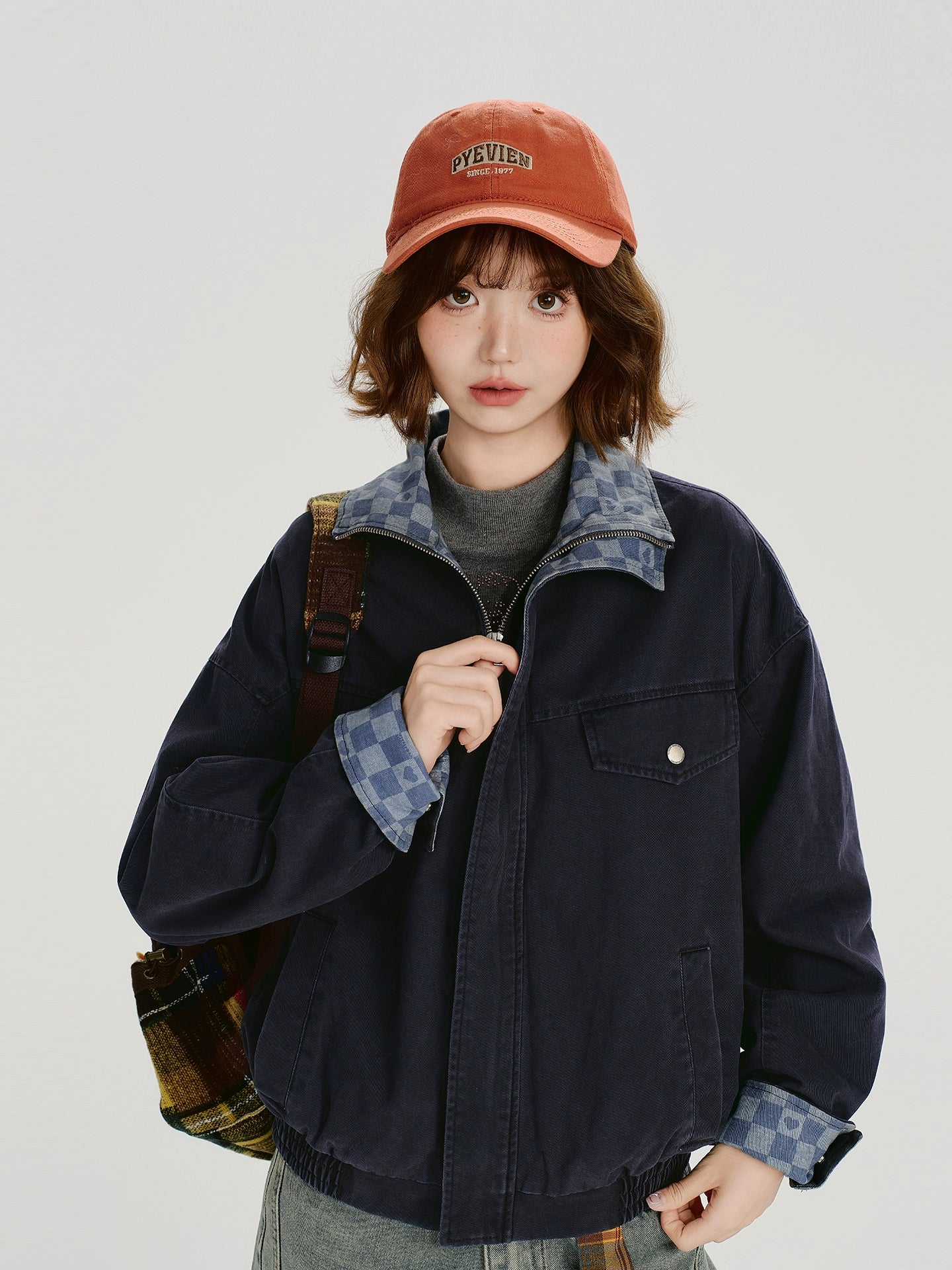 Girlyhalo Vintage Lapel Contrast Jacket