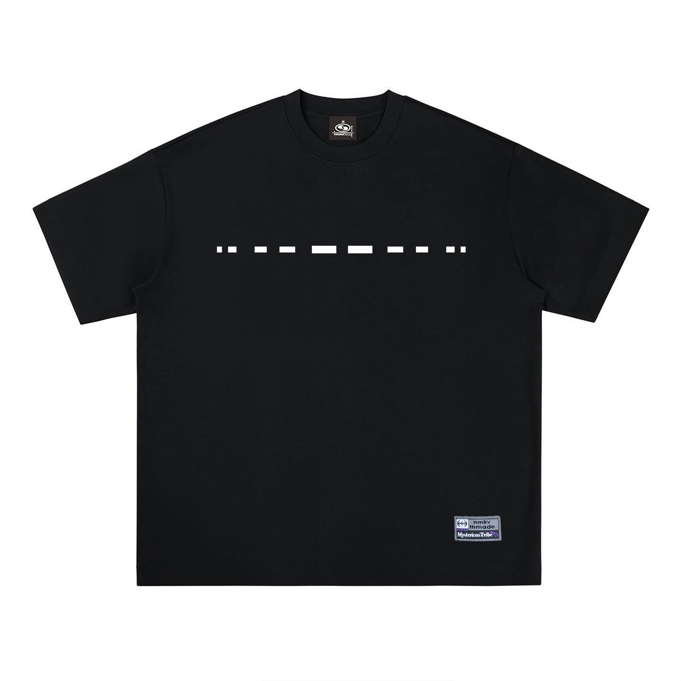(NMK) Morse Code Cotton Loose Heavy Short Tee