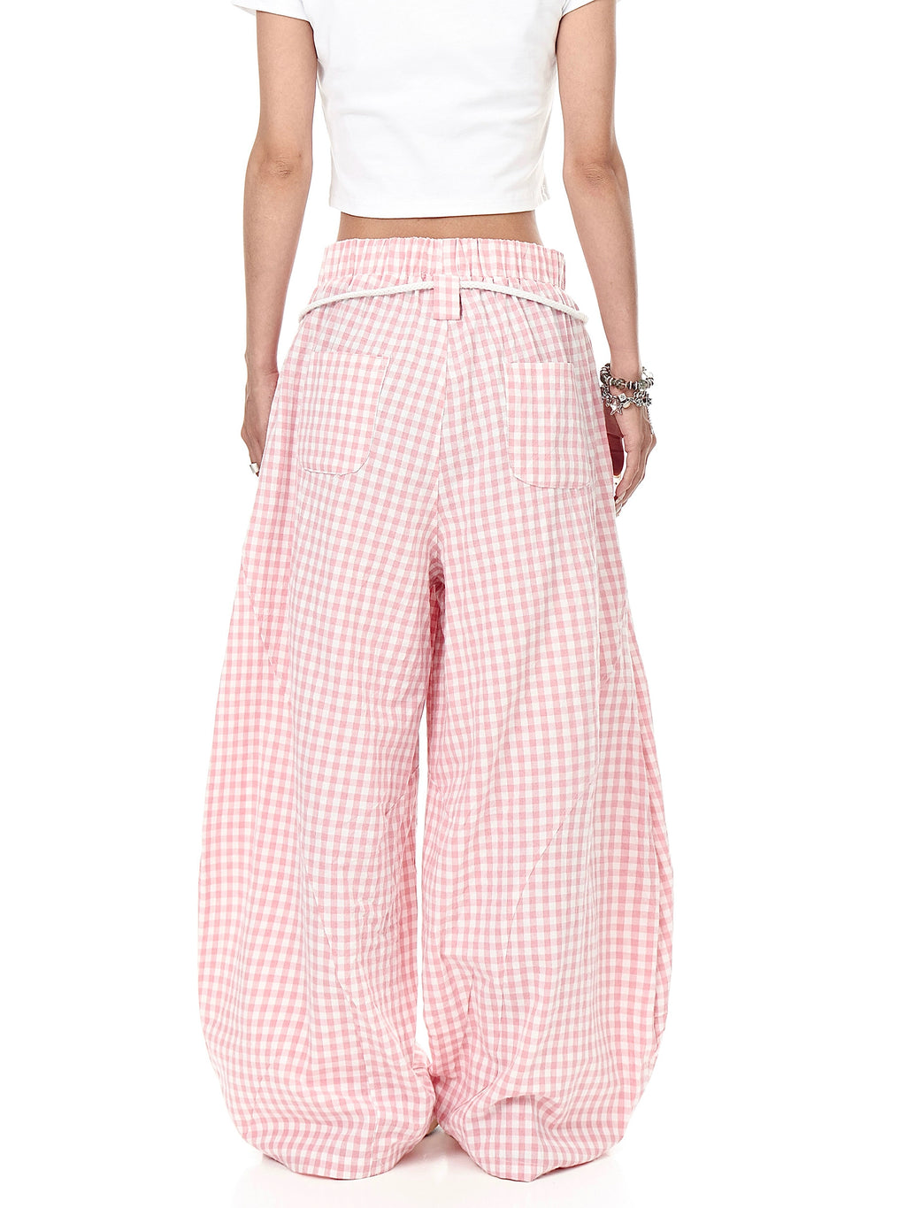 BLACKLISTS Lazy Pink Plaid Scimitar Pants
