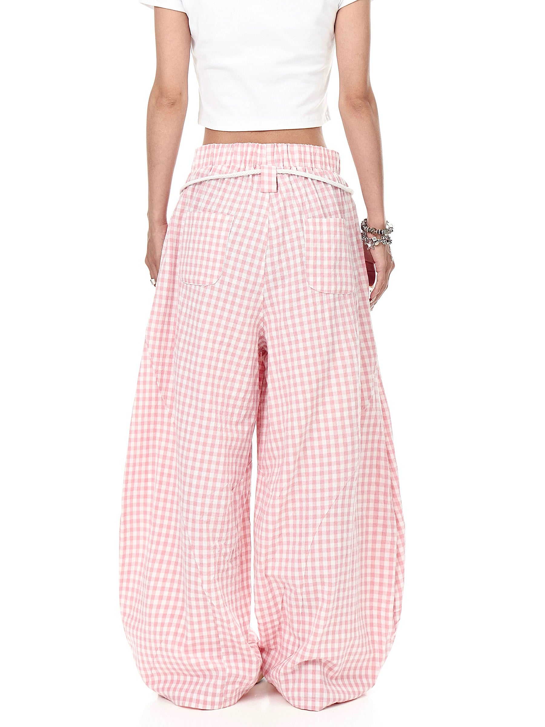 BLACKLISTS Lazy Pink Plaid Scimitar Pants