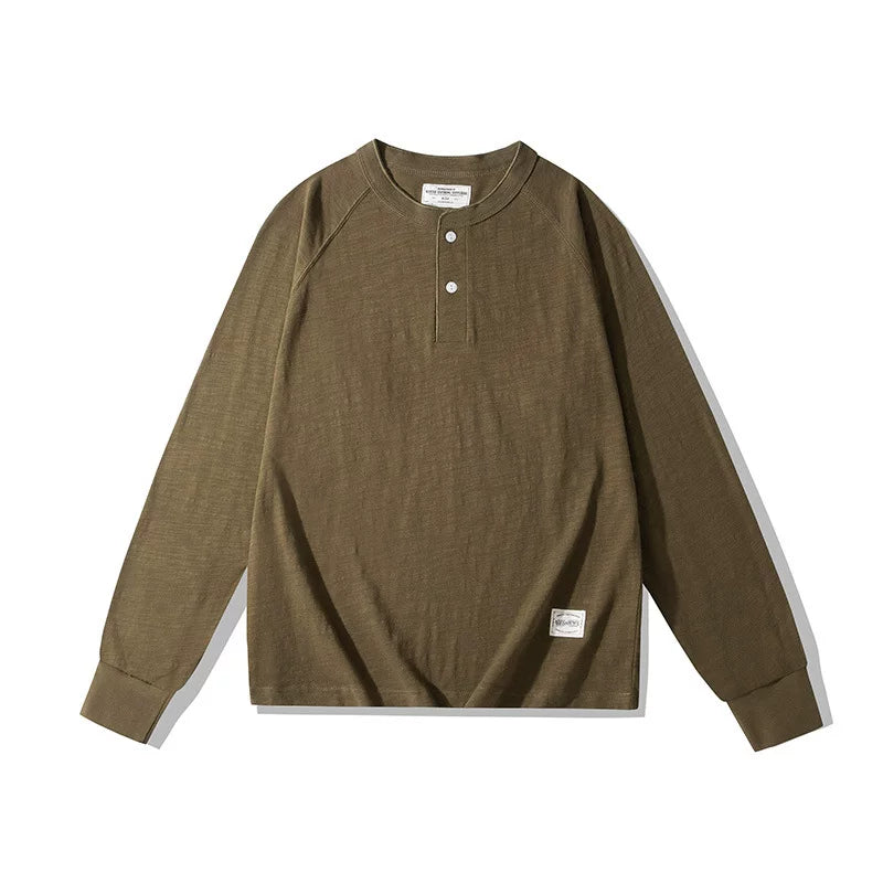 BlankMap Vintage Henry Collar Loose Shoulder Long Sleeves