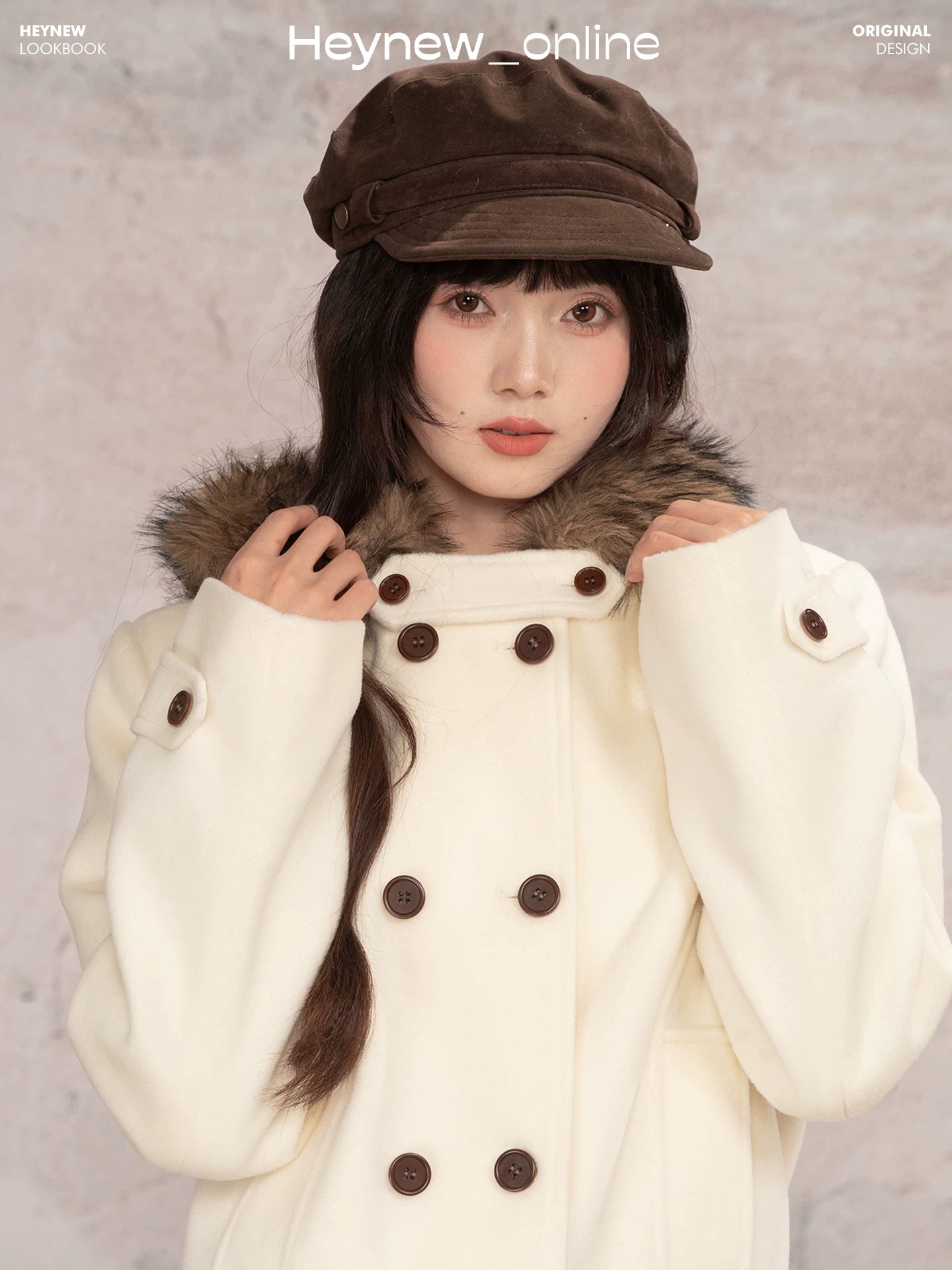 LOVEHEYNEW Double-breasted Hooded Woolen Thick Jacket