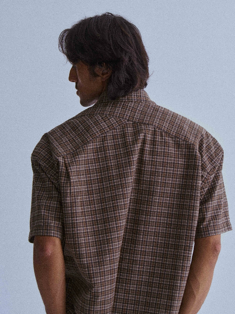 LIBERAFIT Seersucker Plaid Short-sleeved Shirt