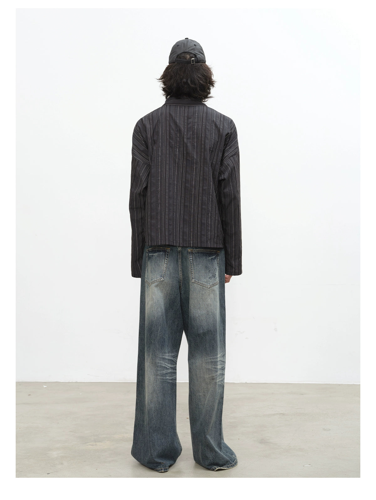 JCAESAR Lightning Pattern Old Straight and Slightly Wide Jeans