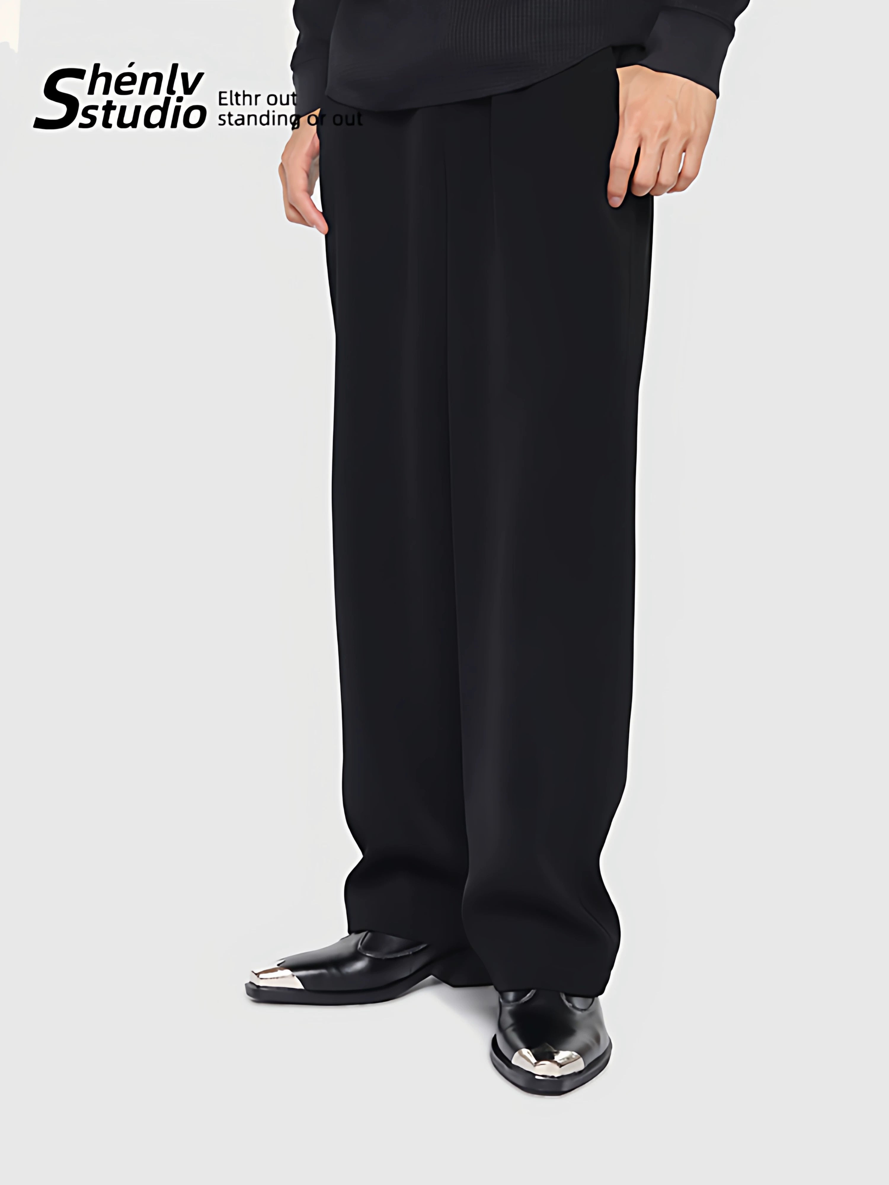 SHENLV STUDIO Iron Head Tip Height Increasing High Top Chelsea Boots