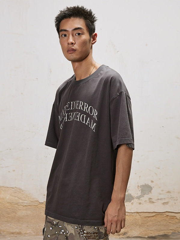 UNF MADEINERROR washed flipped mirror Tee