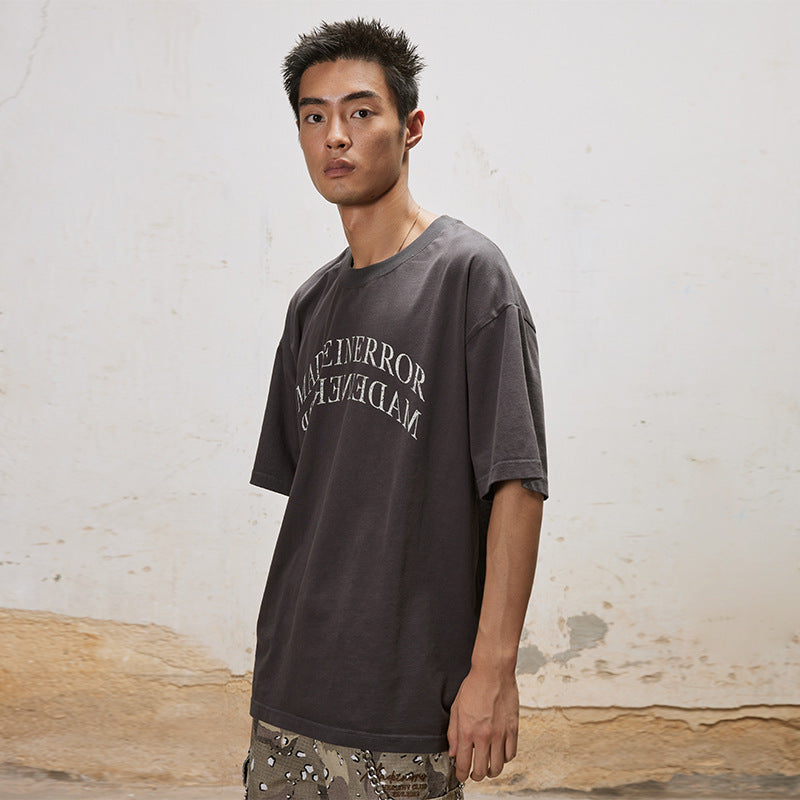 UNF MADEINERROR washed flipped mirror Tee