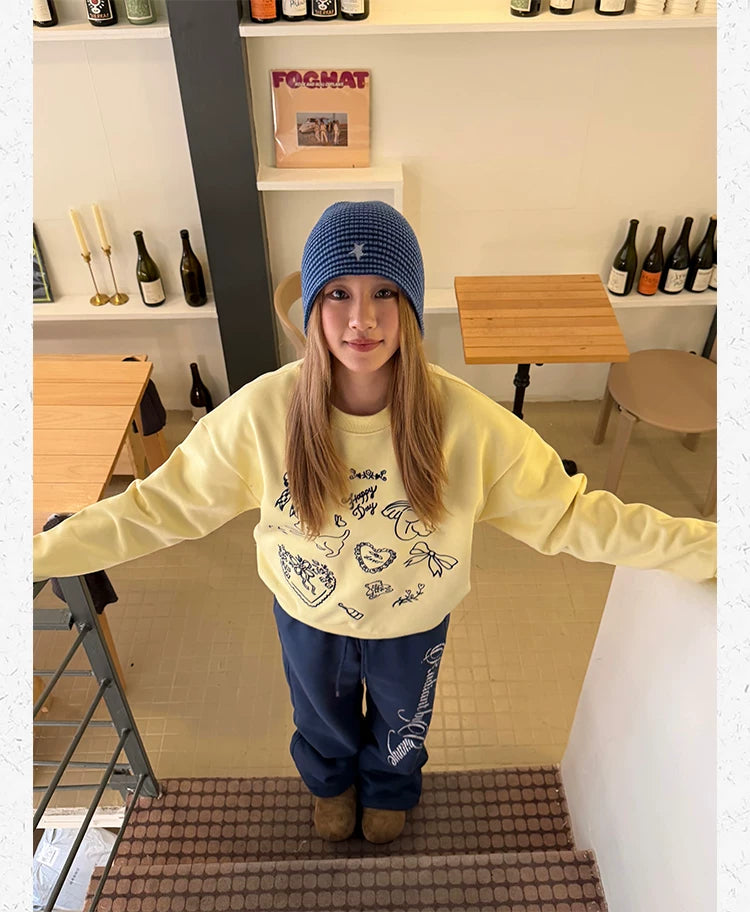 CCYE Embroidered Fleece Crew Neck Sweater
