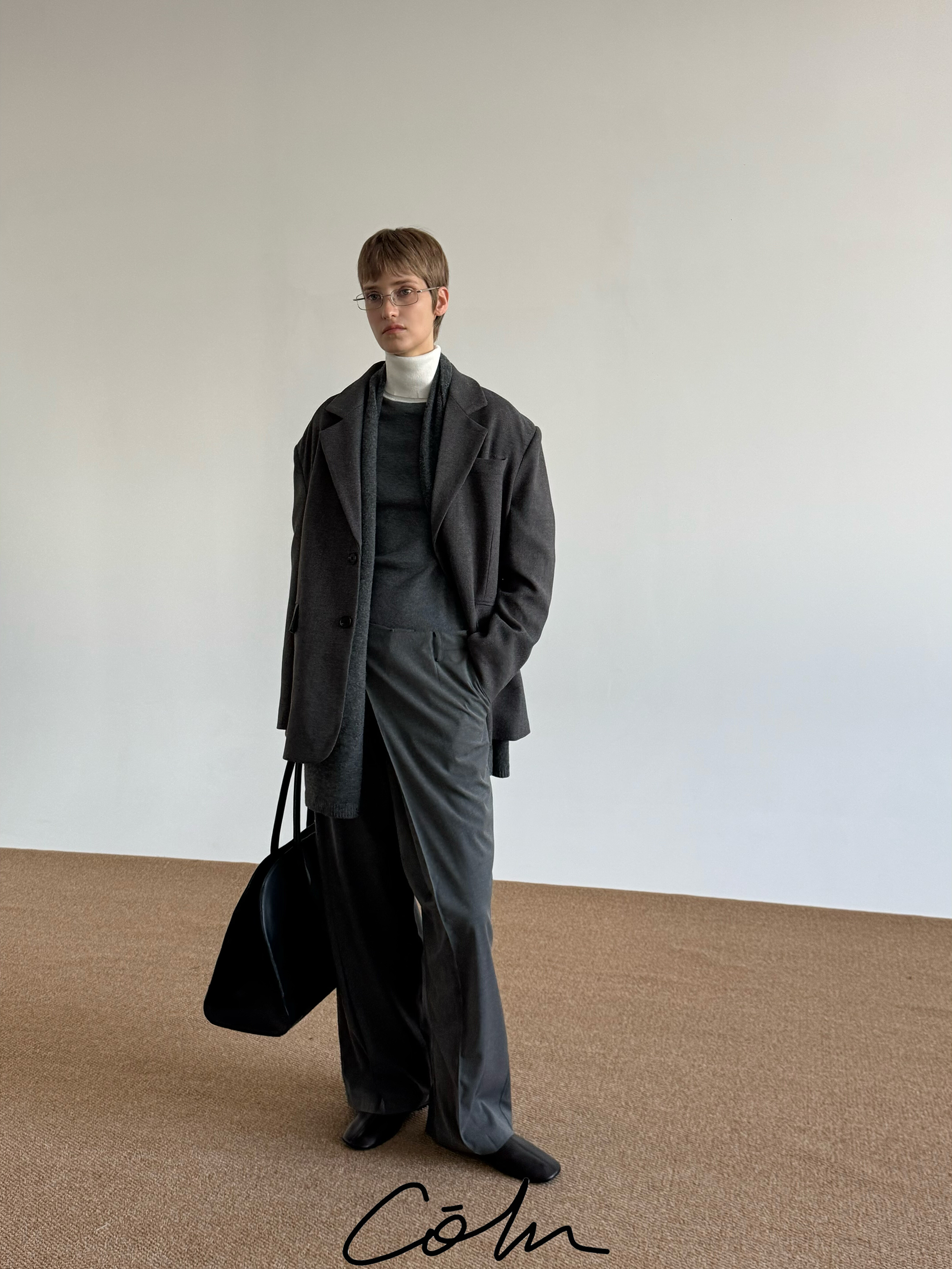 COLN Shoulder Padded Woolen Blazer