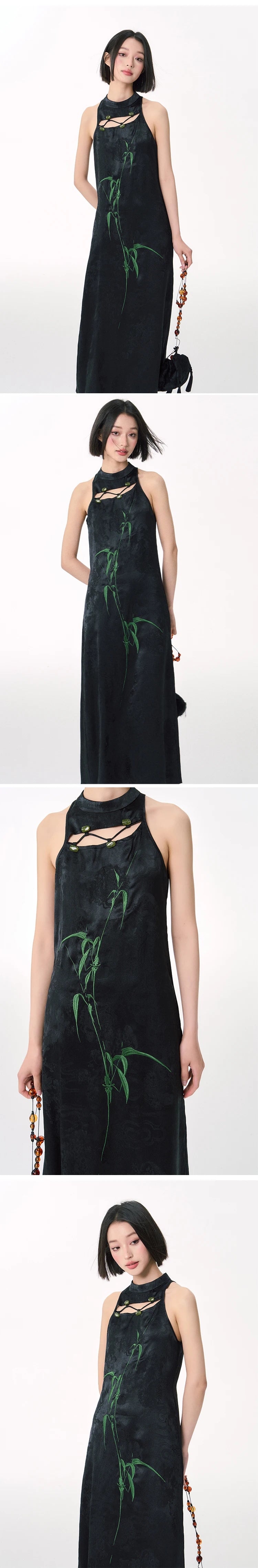 YEDM Bamboo Leaf Embroidered Hollow Dress
