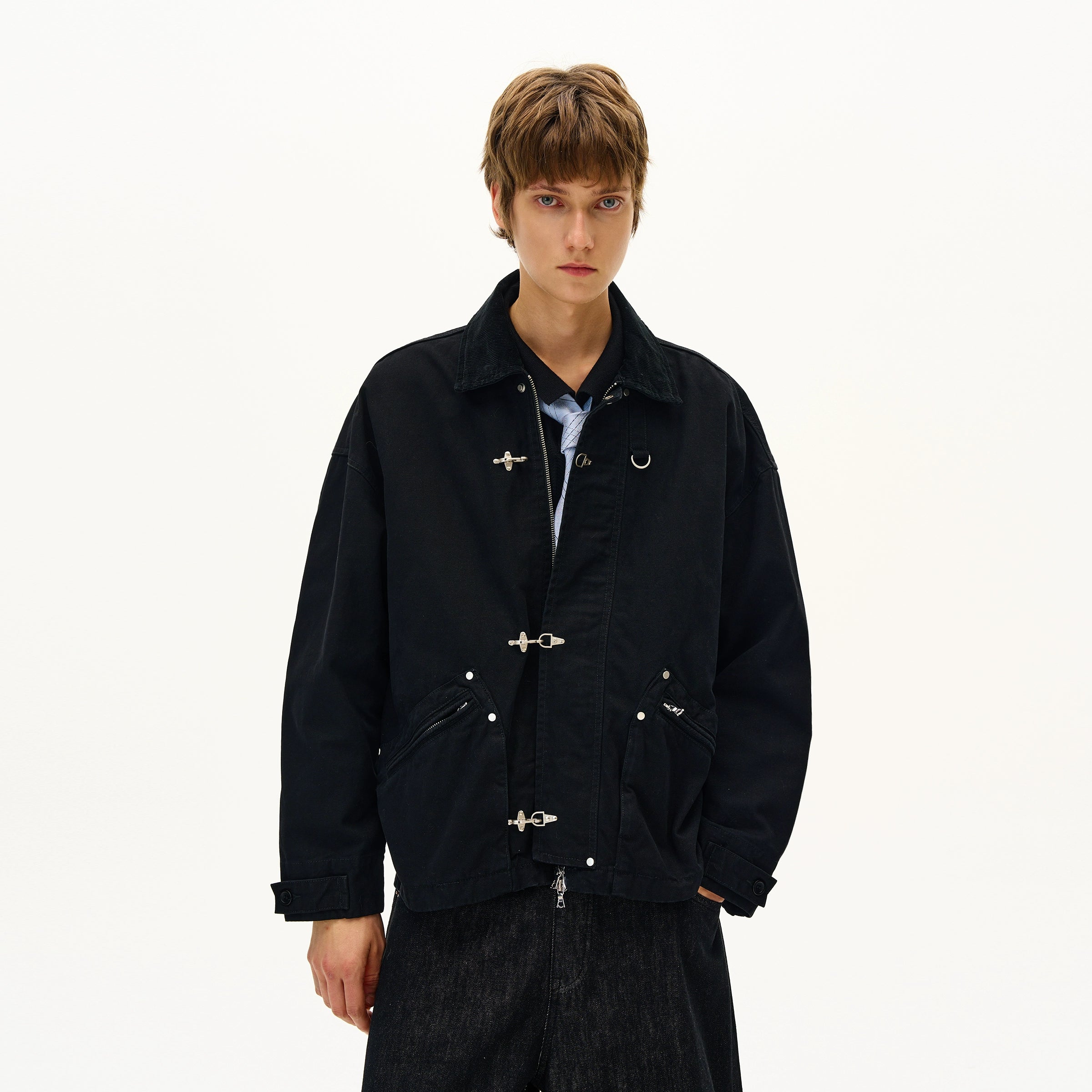 MADWITCH Vintage Contrast Lapel Bottom Tooling Jacket