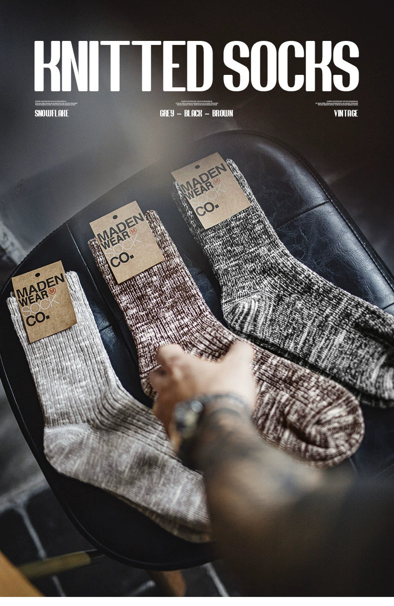 Maden Tooling Retro Snowflake Knitted Cotton Socks