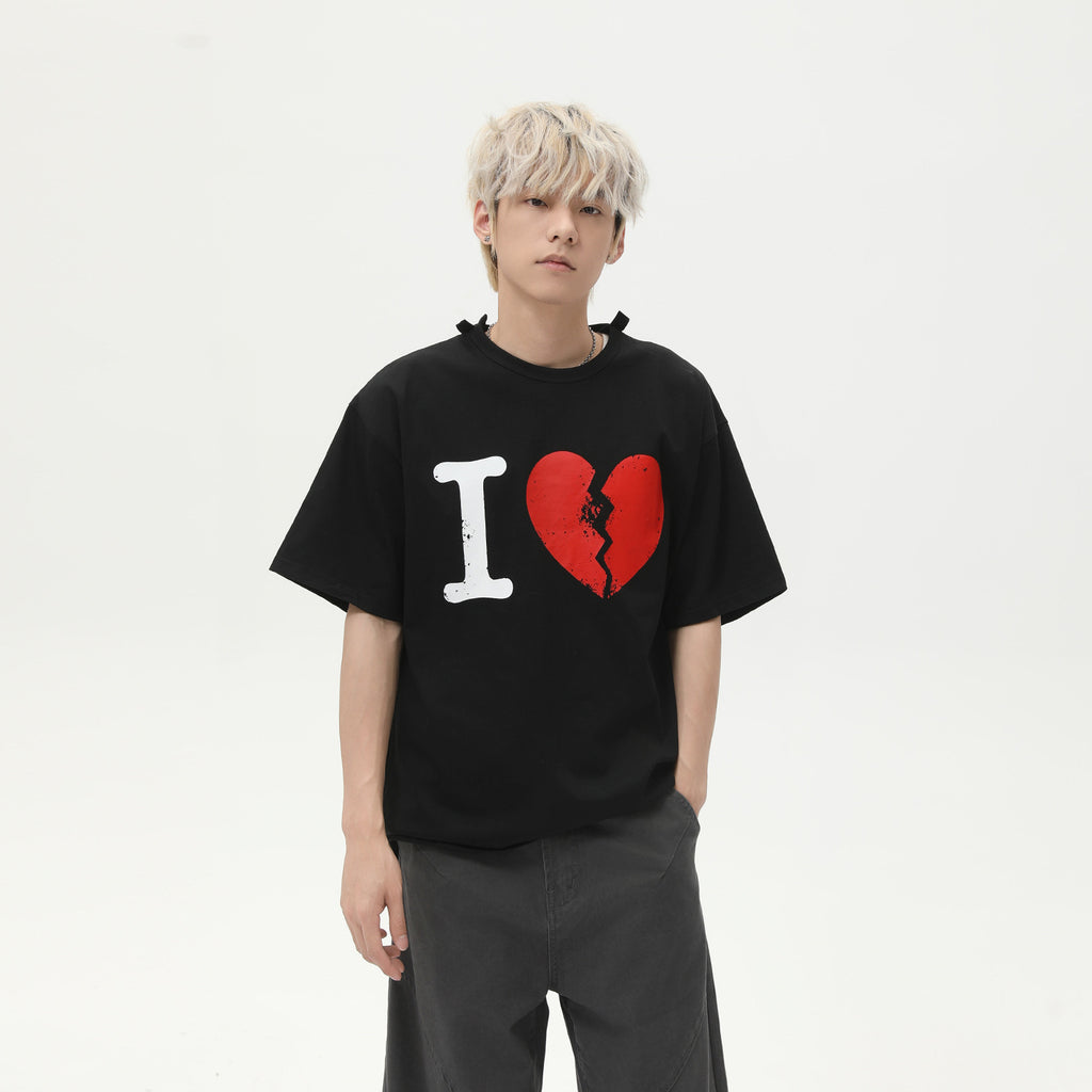 MTLCLOTHES Korean Broken Love Printed Tee