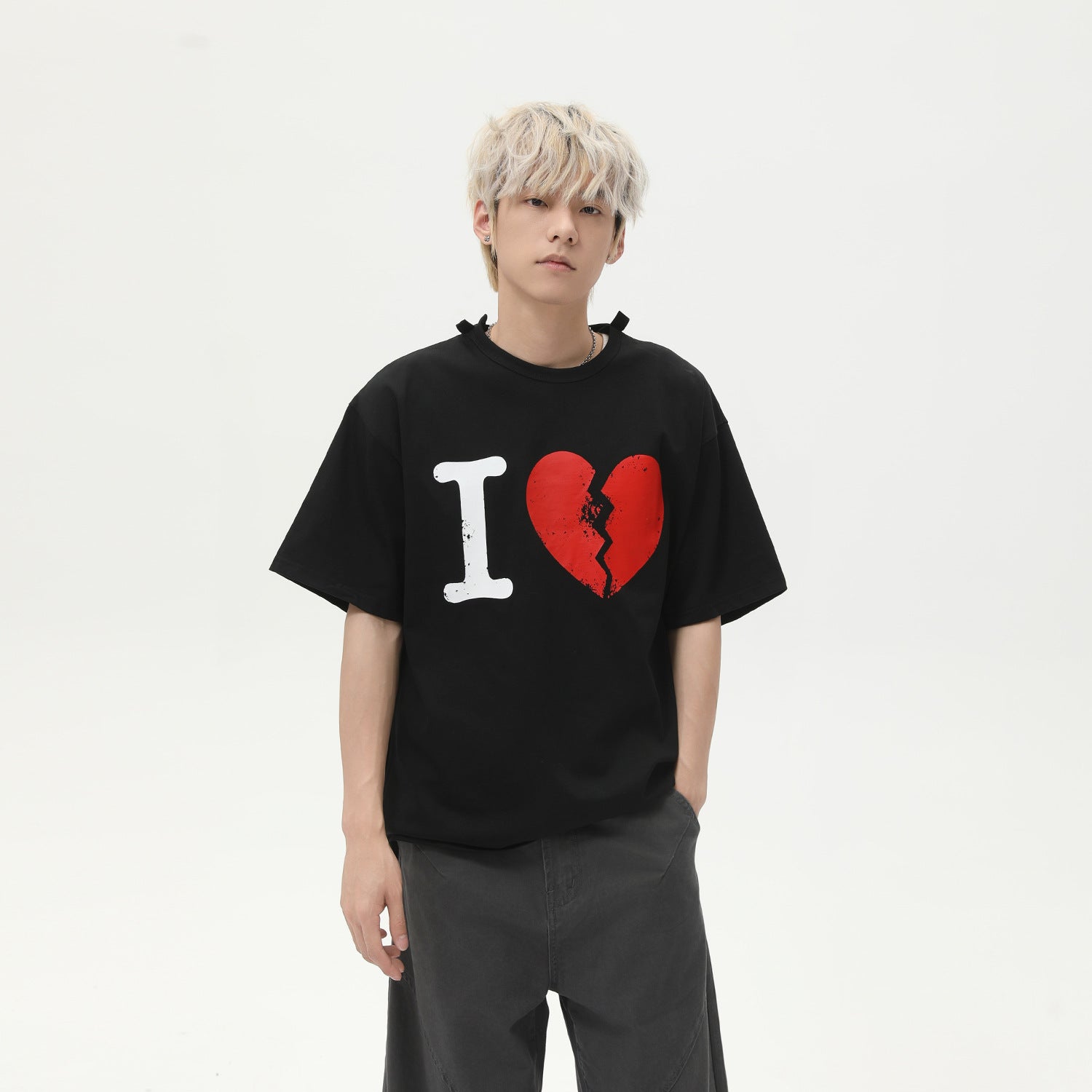 MTLCLOTHES Korean Broken Love Printed Tee