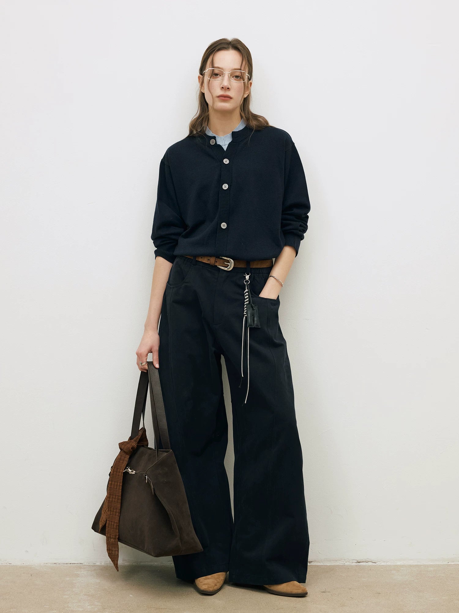 LR Contrasting Neckline Lazy Fake Two-piece Knitted Sweater