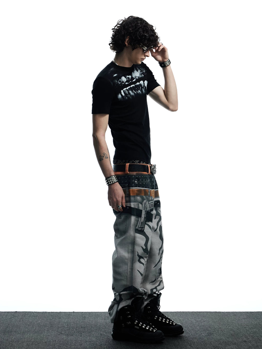 DND4DES Tight Print Elastic Casual Backing Tee