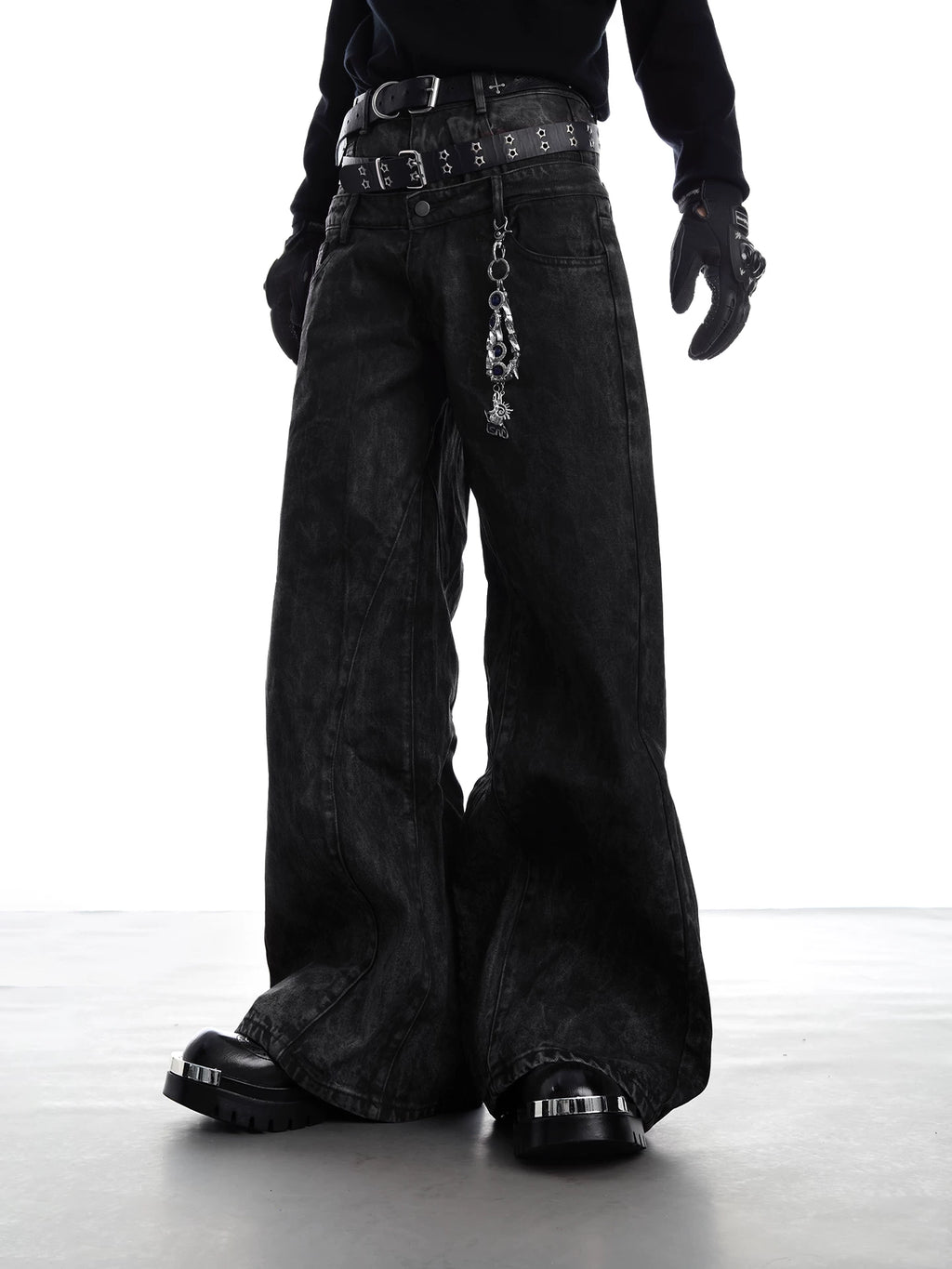NUndeFineD Vintage Fake Two-Piece Straight Jeans