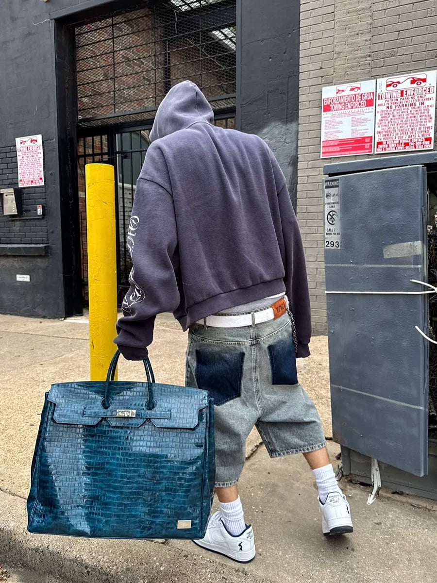 FTS Waffle Old Print Hooded Sweater Jacket