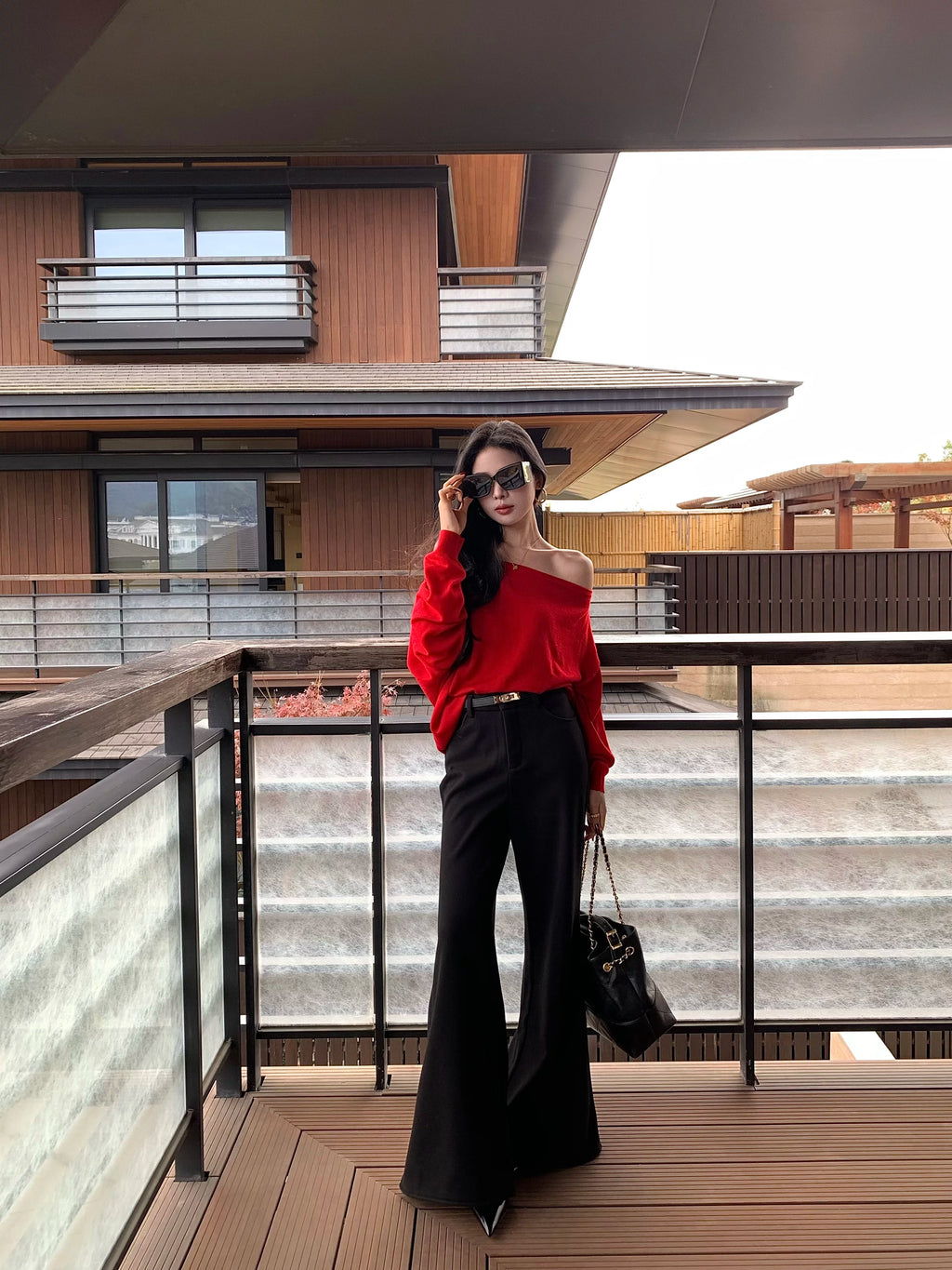 CHUYUQI Fleece Slim-fitting High-waisted Slim-fitting Casual Pants
