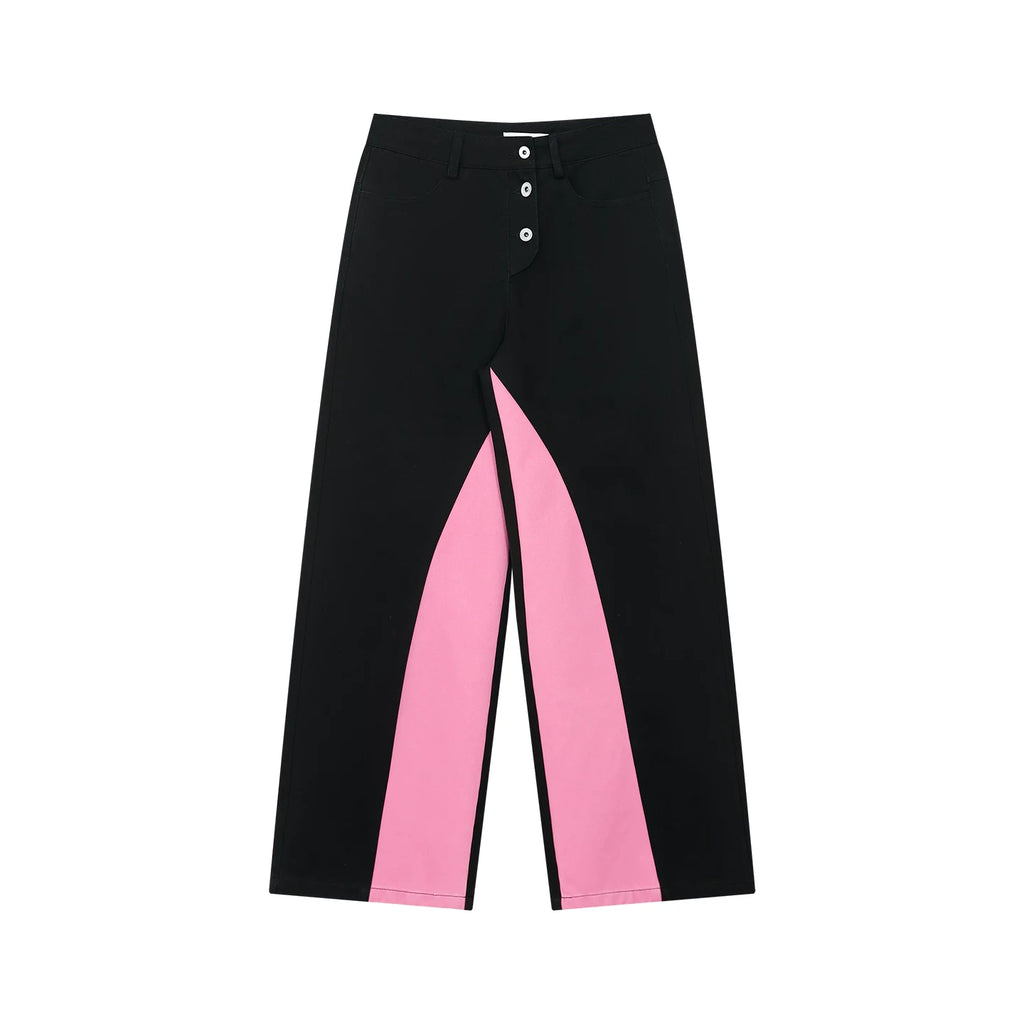 FUNKYFUN Contrast Color Pieced Wide-leg Pants