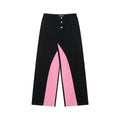 FUNKYFUN Contrast Color Pieced Wide-leg Pants