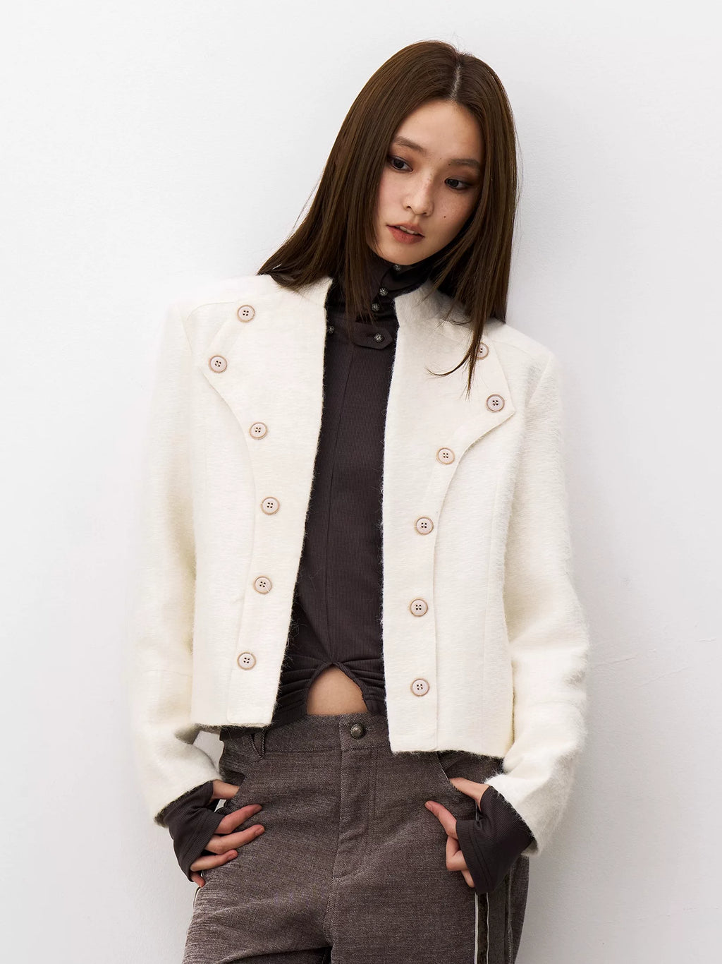 THELIGHT Double-breasted Stand-up Jacket