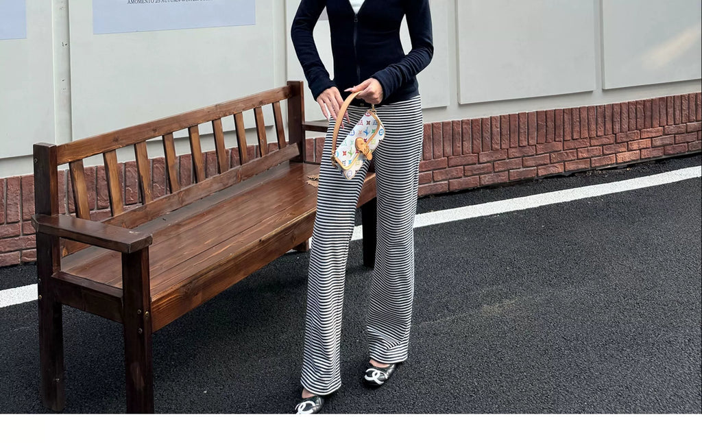 Audwyn Vintage Splicing Pocket Low Waist Straight Pants