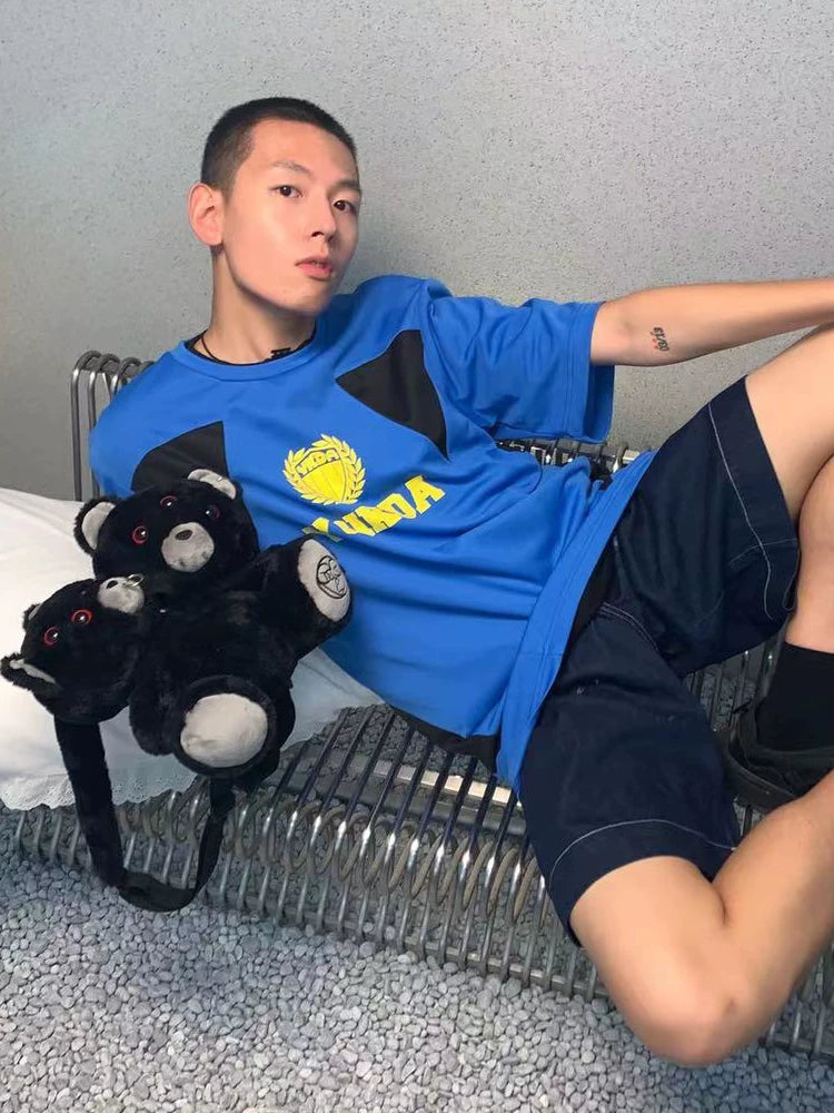 ME3HCHAIN Perforated Rivet Double Head Bear Plush Backpack