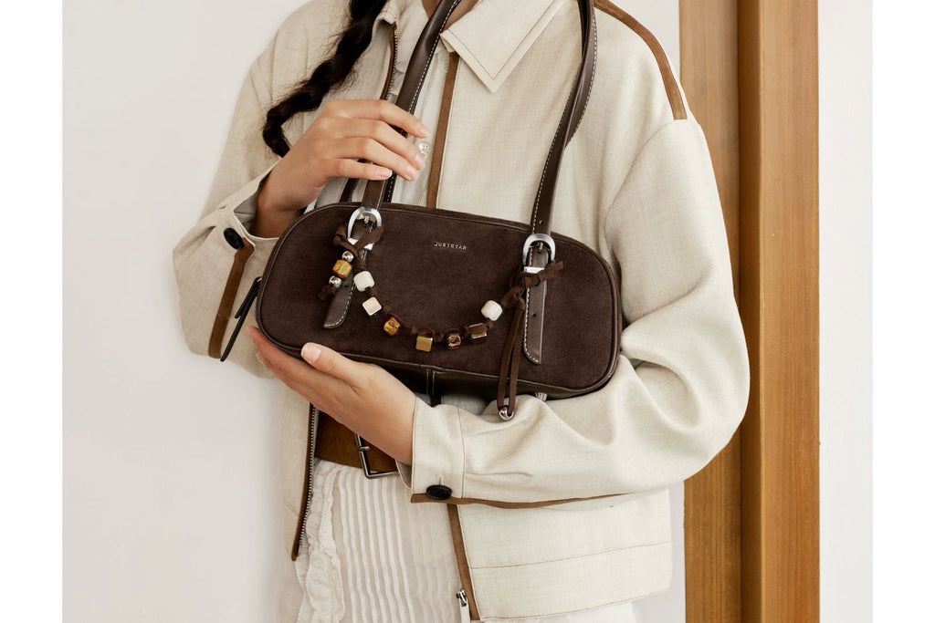 JUST STAR Suede Shoulder Armpit Bag