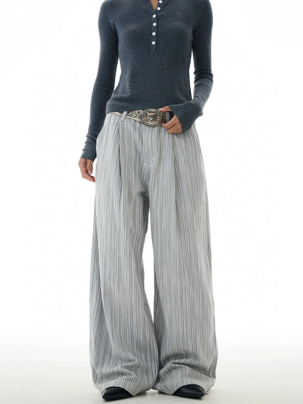 TRUQUEST Vintage Premium Striped Casual Straight Pants