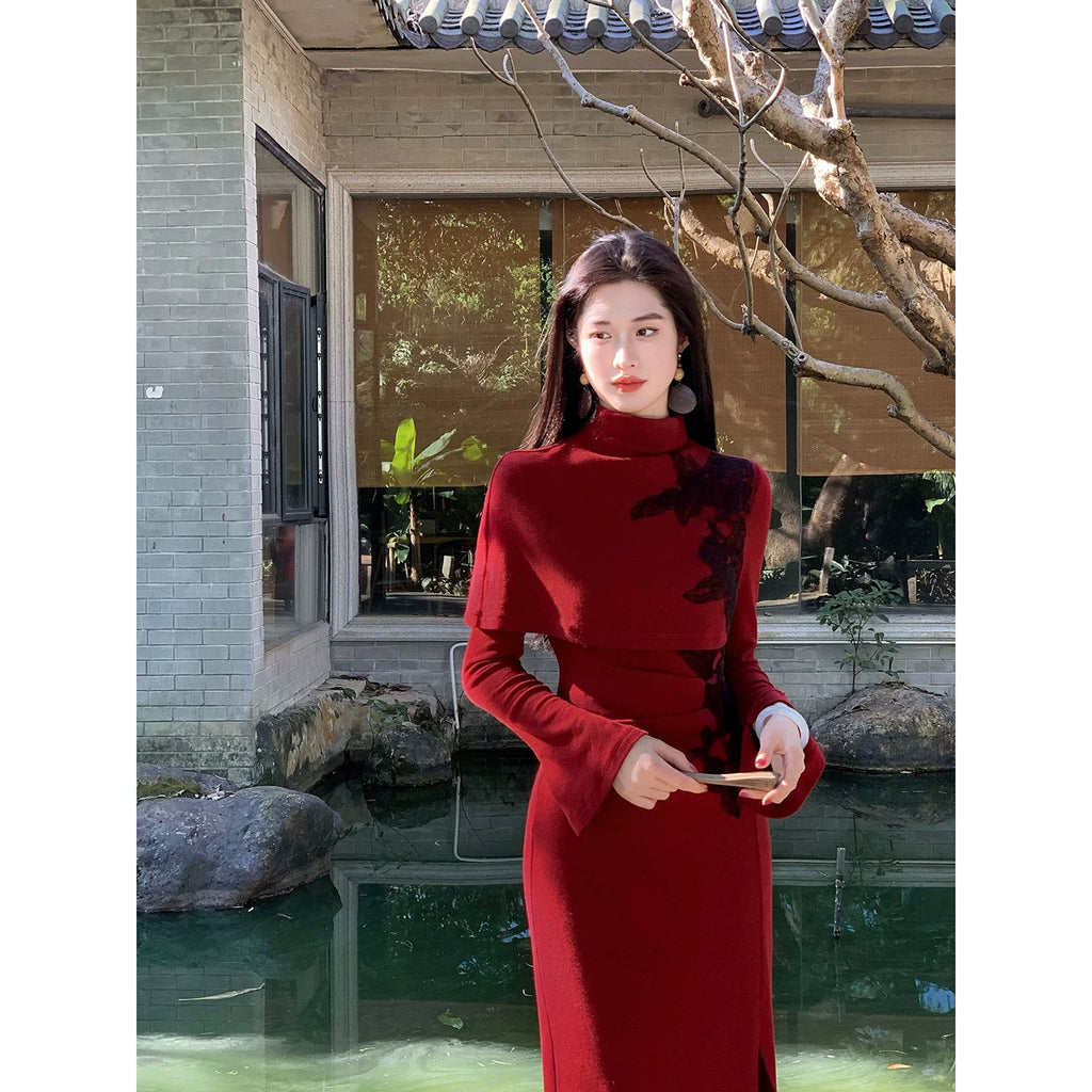 ZIHE Thickened Long Sleeve Knit Dress