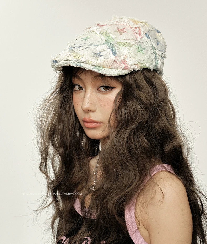 YORSOY Ripped Rough Edge Casual Duck Tongue Beret
