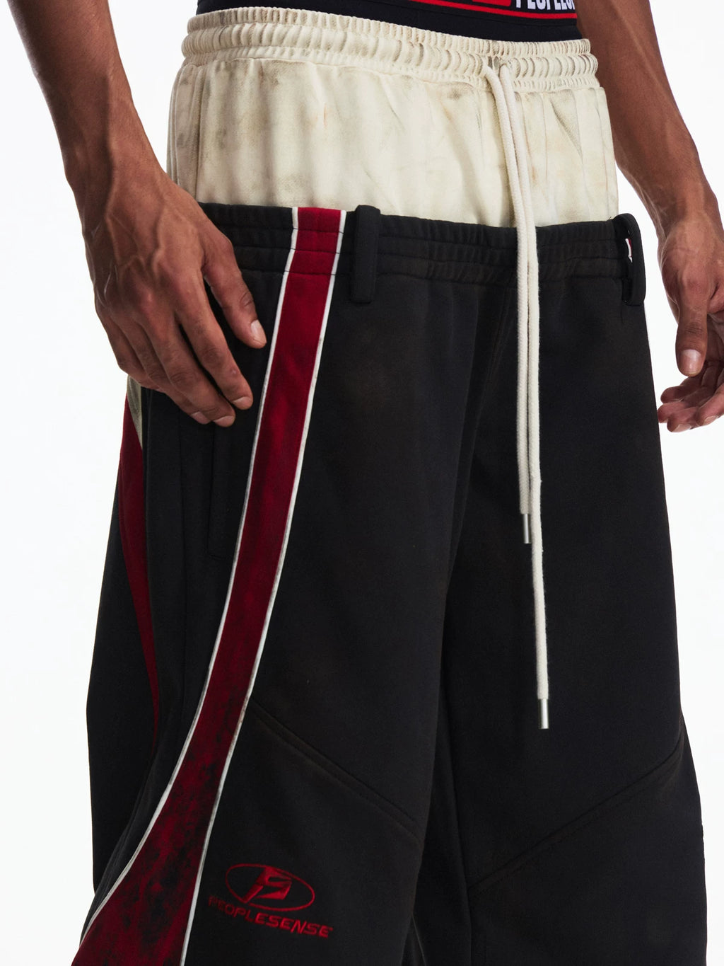 PEOPLESENSE Contrast Color Old Embroidered Printed Wide-leg Pants Casual Pants