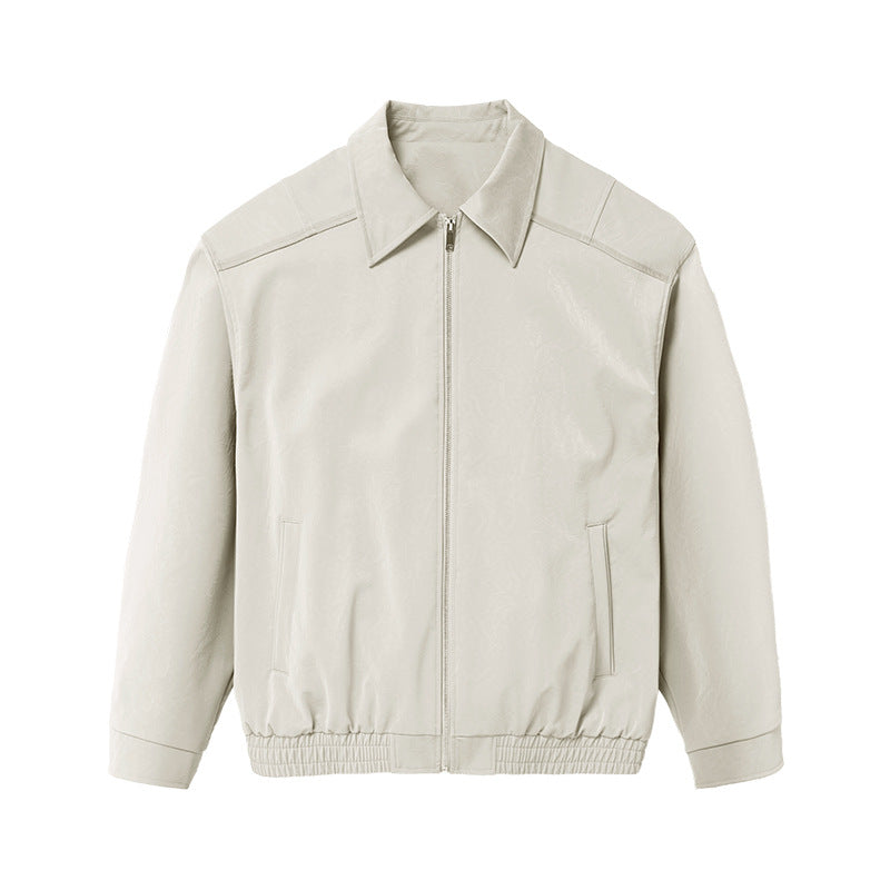 Inflation Vintage Wrinkled Leather Zip-up Jacket