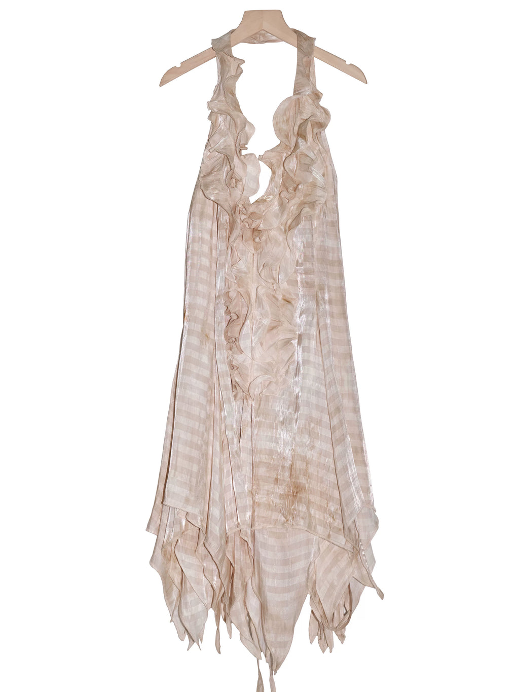 JNYLON Tie-dye Halter-neck Backless Irregular Dress