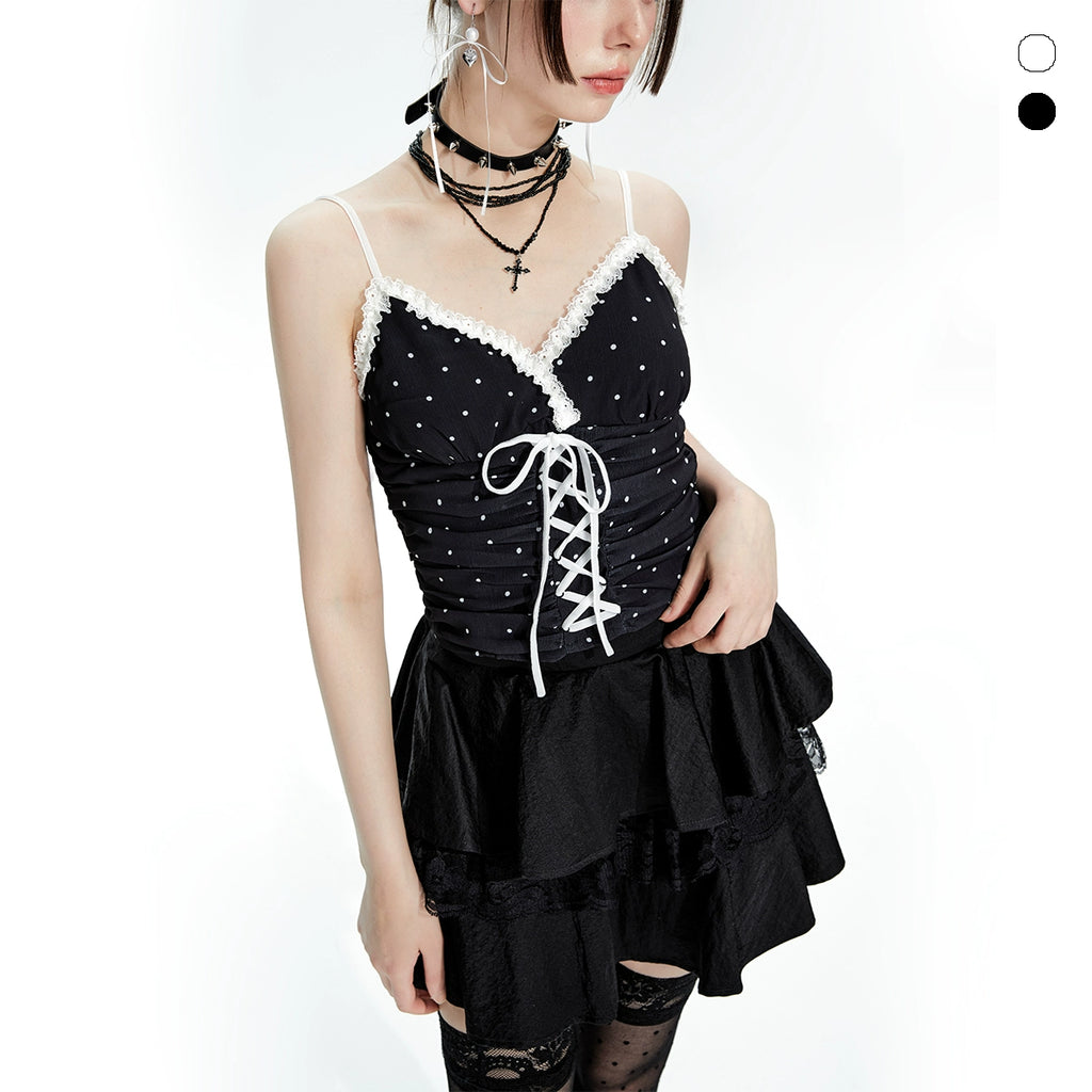 Imone Polka Dot Strap Lace Vest